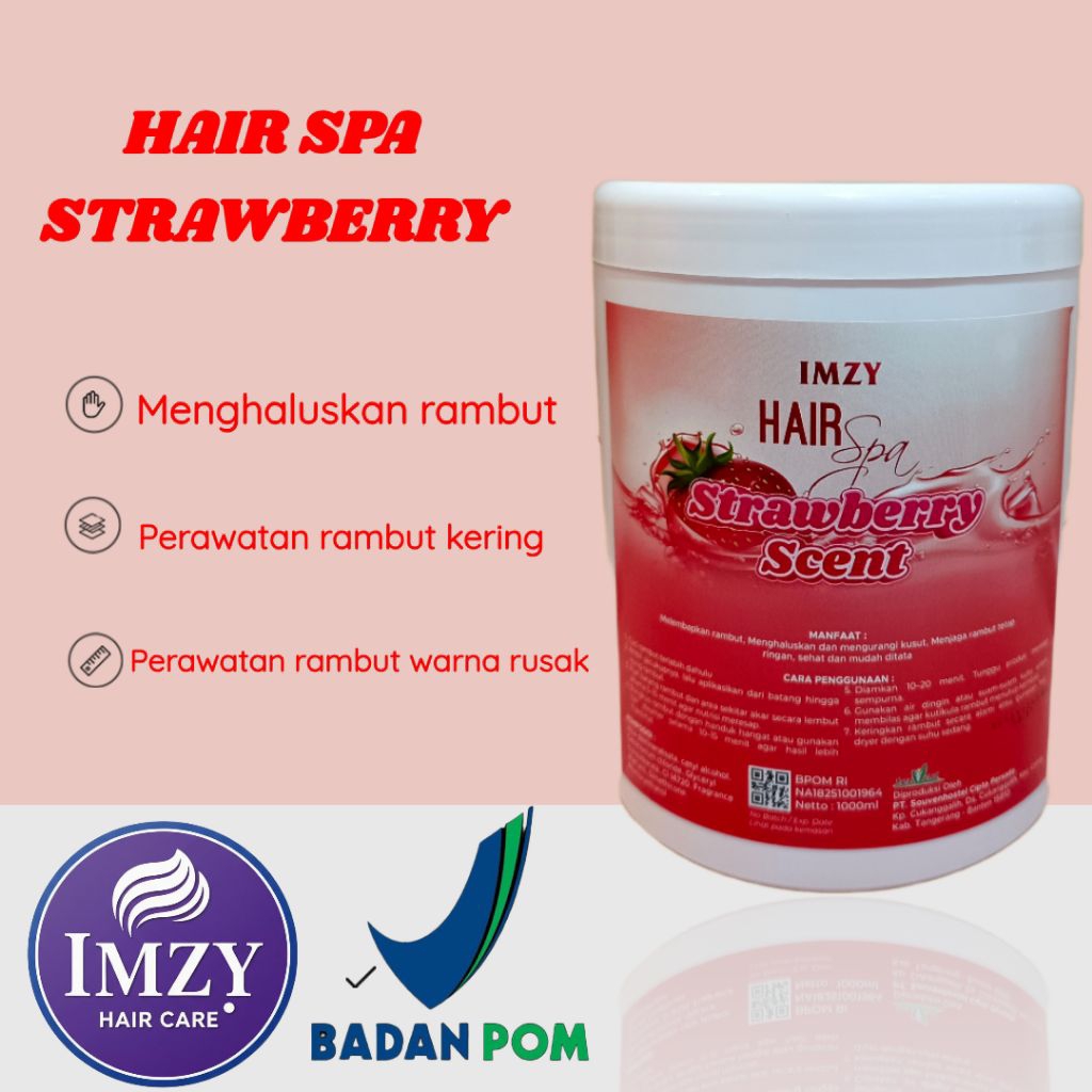Jual Hair Spa Strawberry 1kg Imzy Menghaluskan Menutrisi Rambut BPOM ...