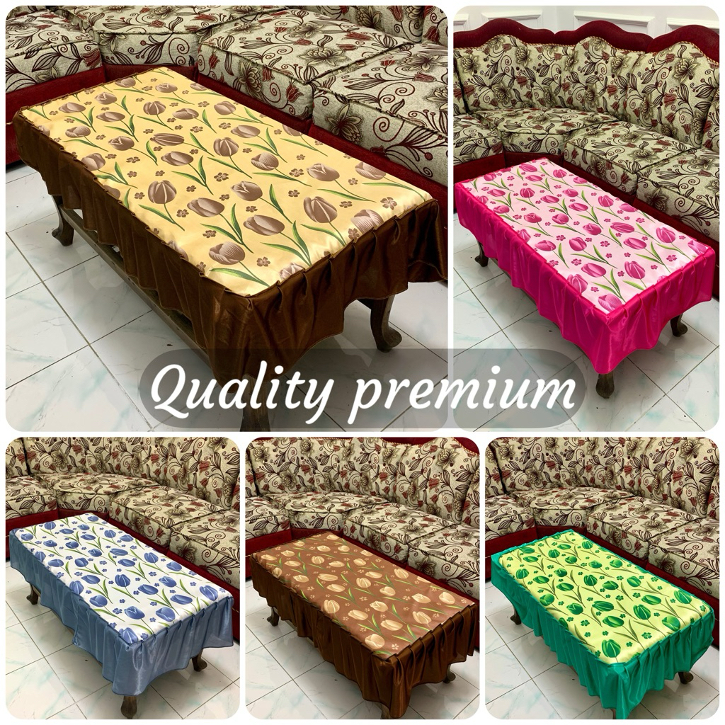 Jual TAPLAK MEJA PREMIUM MOTIF TULIP DAN FLOWER RUMBAI LEBIH PANJANG ...