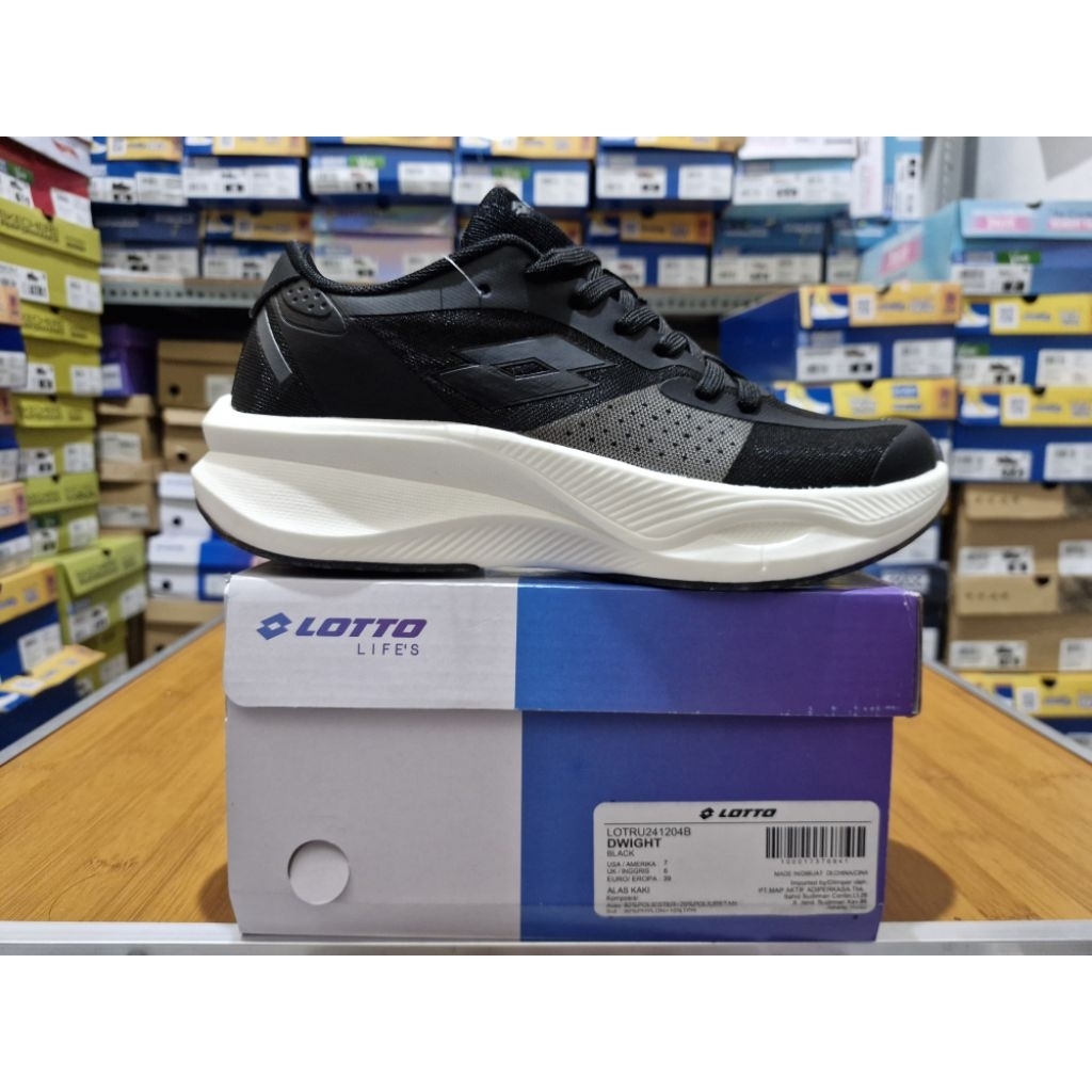 Jual New Limitied Lotto Dwight Black Running Shoes Mens