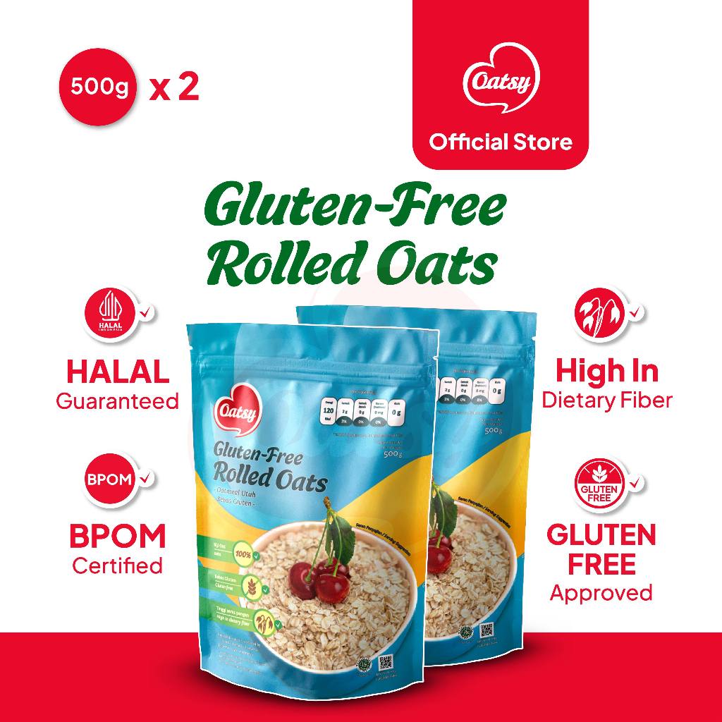 Jual OATSY Gluten Free Rolled Oats 500gr (Double Pack) | Shopee Indonesia