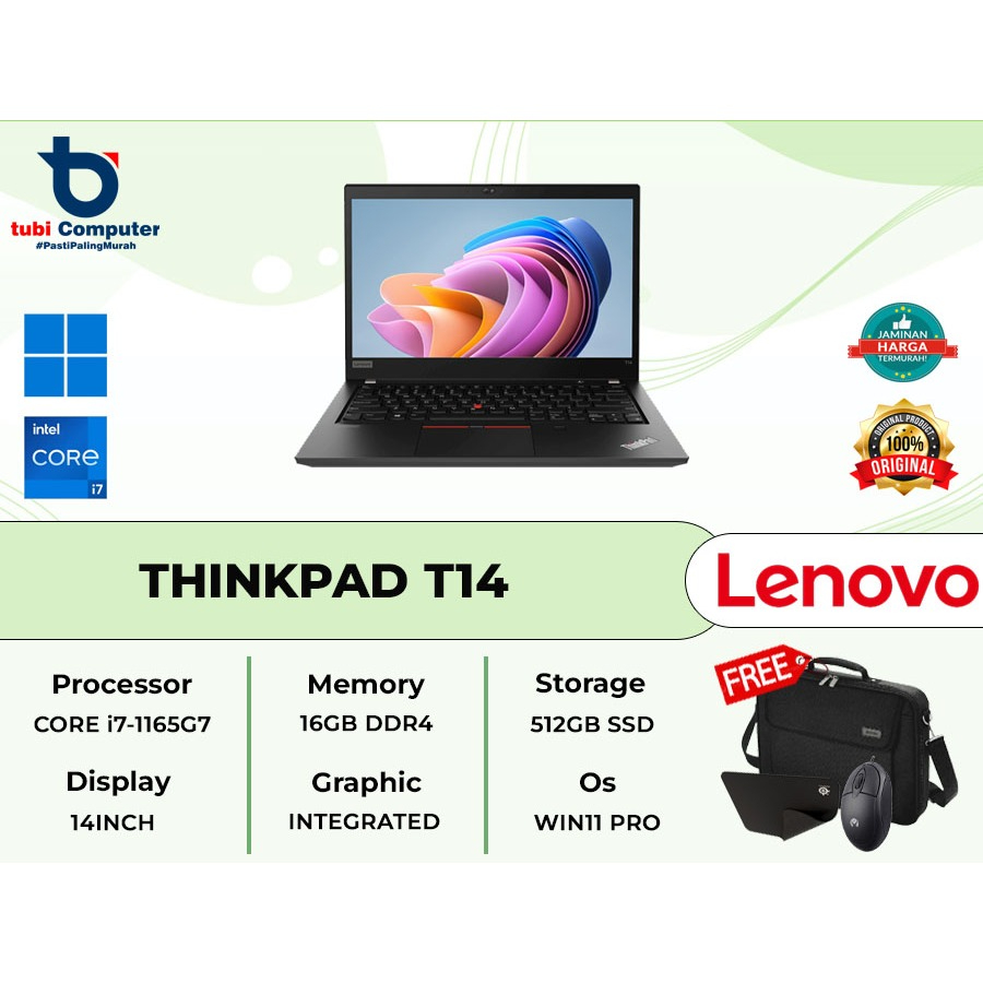 Jual LENOVO THINKPAD T14 G2 INTEL CORE i7-1165G7 RAM 16GB SSD 512GB ...