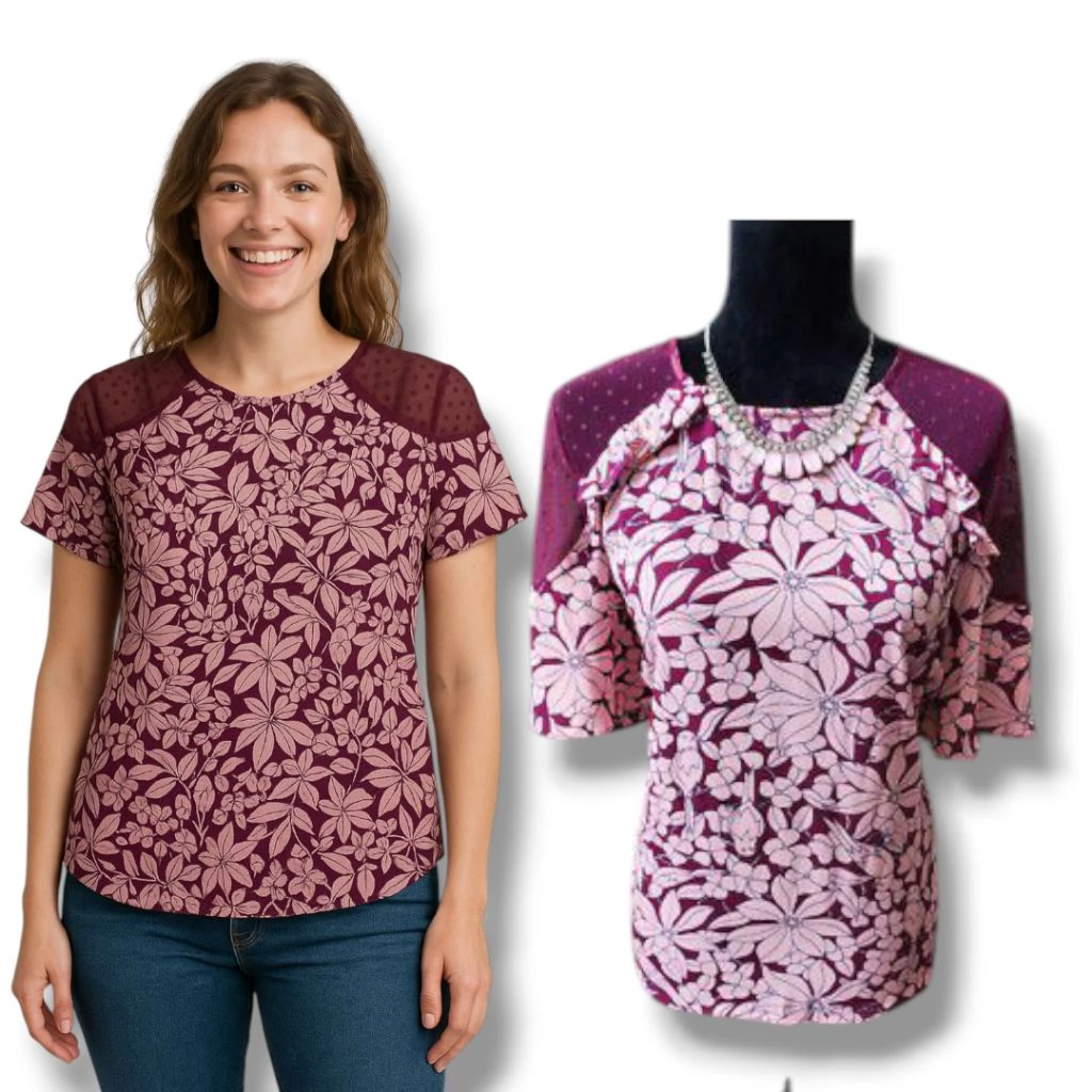 Blouse Wanita Chiffon Floral Attention Branded - Jevelis Fashion
