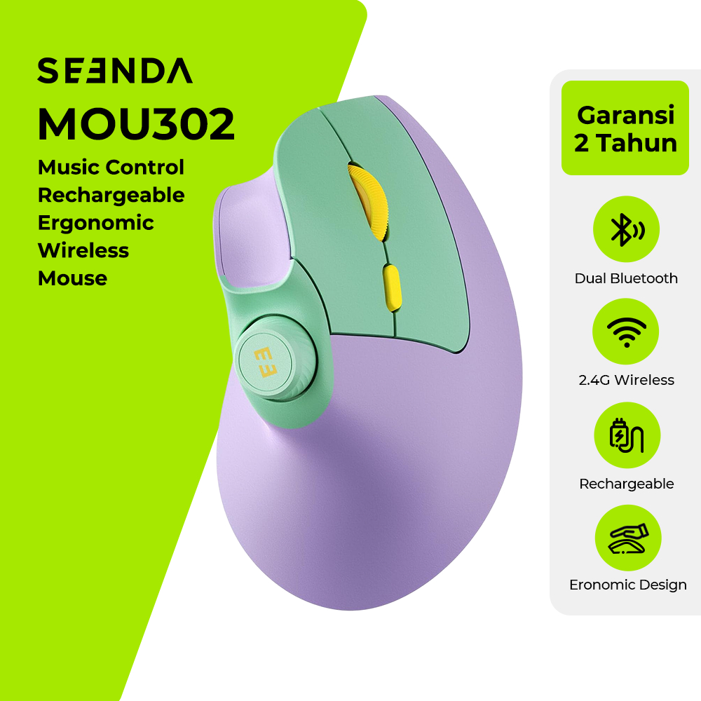 Jual SEENDA MOU302 Mouse Vertikal Ergonomis Bluetooth 2.4G 3 Device ...