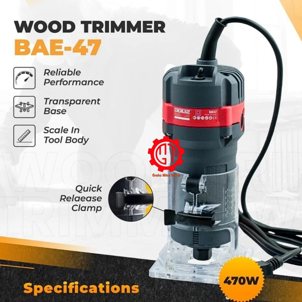 Jual Mesin Profil Kayu DOLIZ BAE47 470 Watt Hand Router Potong Ukir ...