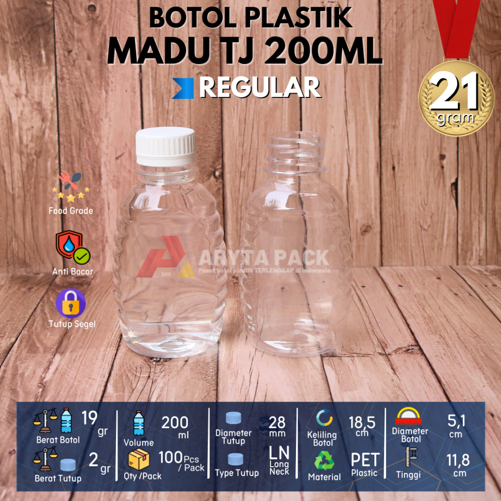 Jual Botol plastik PET 200ml madu TJ minuman jusu susu kopi tutup LN ...