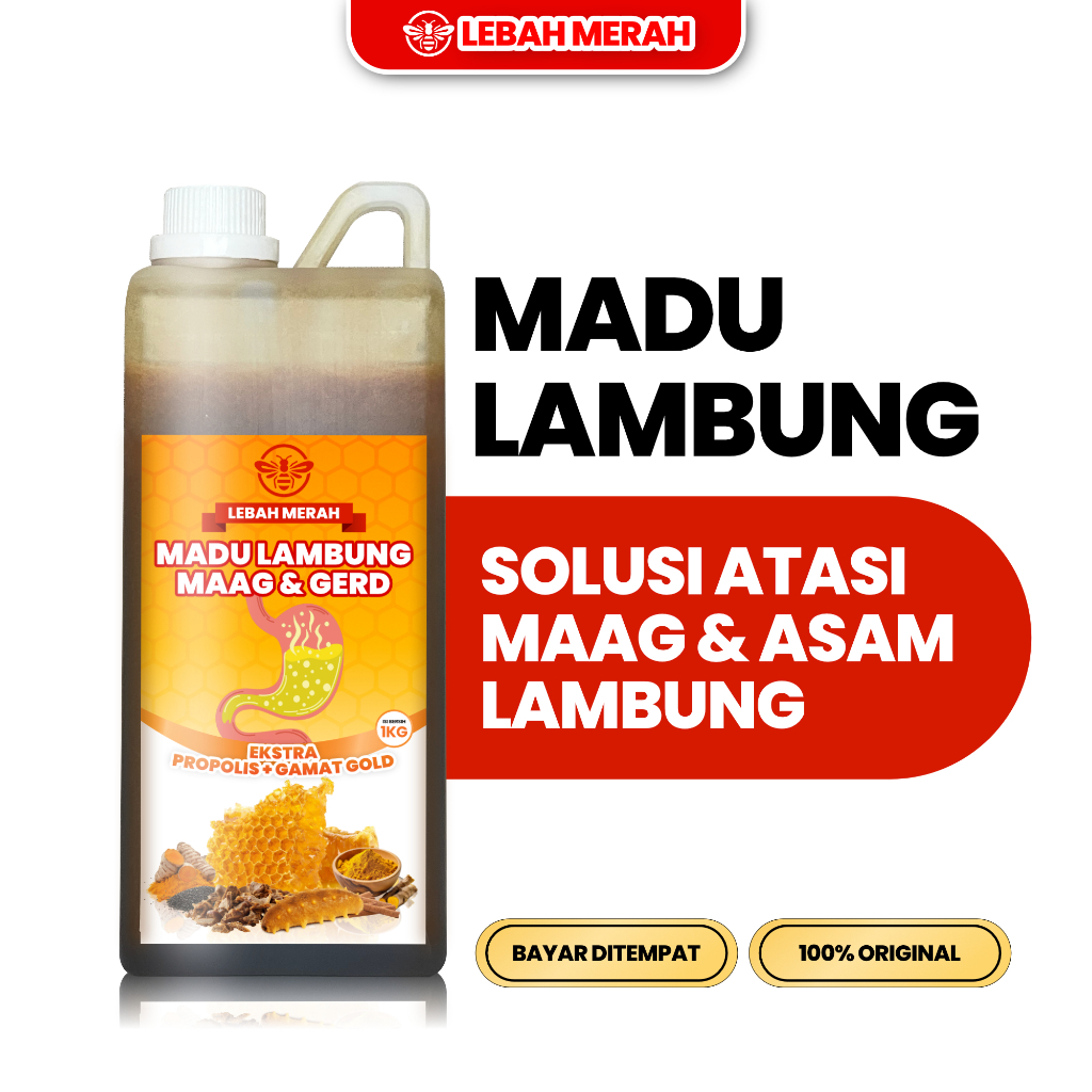 Madu Cap Lebah Merah Mengobati Maag Kronis dan Asam Lambung 1 Kg Obat Maag Magh