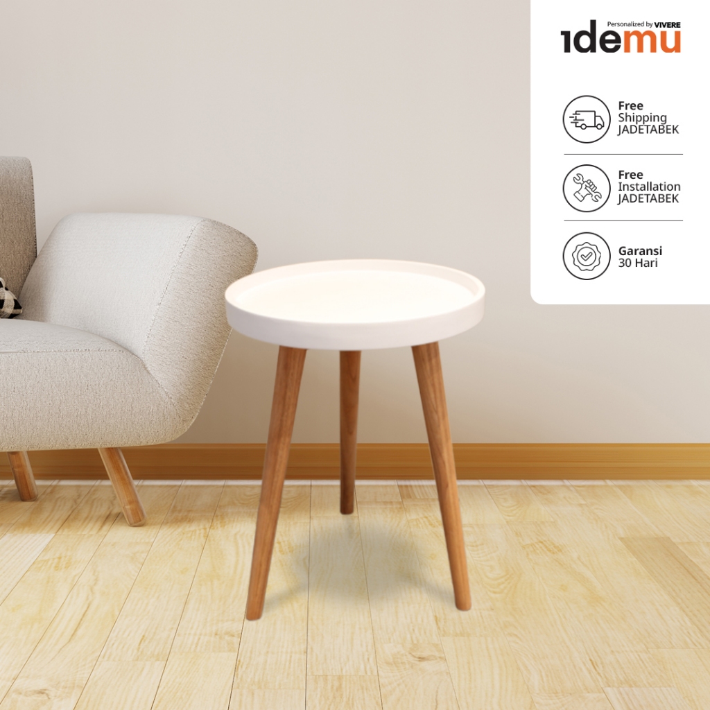 Jual DISPLAY SALE - IDEMU Verde Round Side Table Meja Sudut Bulat Putih ...