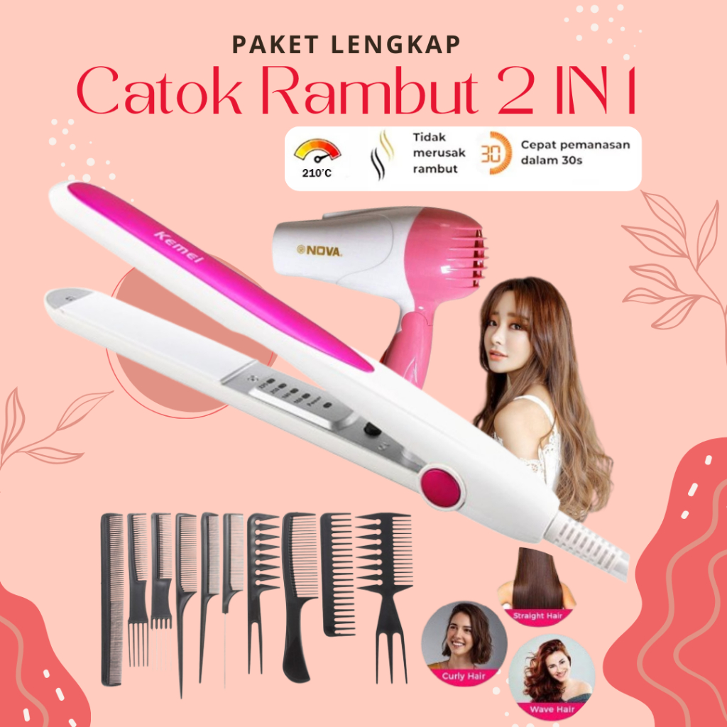 Jual CL Catokan Rambut KEMEI Dengan Temperatur Suhu Alat Catok