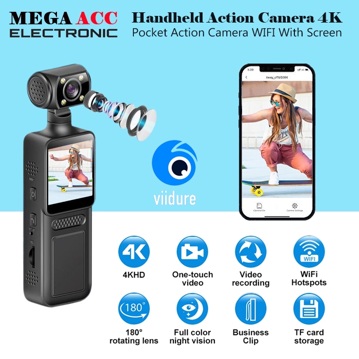 Jual 4K WIFI Pocket Action Camera 270° Rotatable With LCD Screen - Mini ...