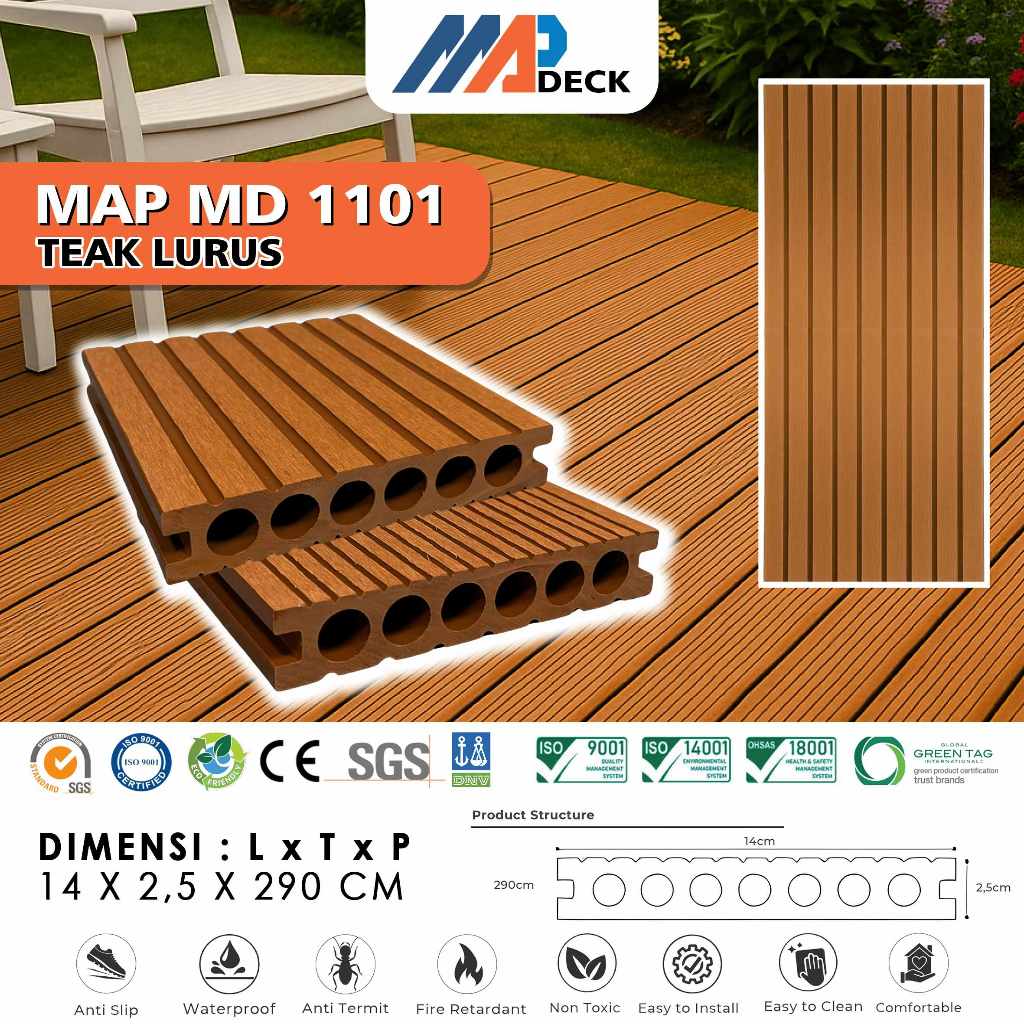 Jual MAP DECK - Lantai Decking WPC Outdoor Motif Kayu | Shopee Indonesia
