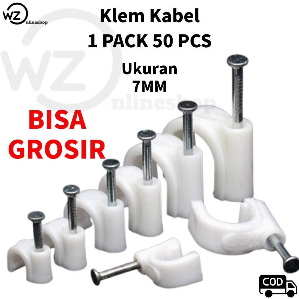 Jual Klem Kabel 1 PACK 50 PCS Klip Kabel dengan Paku Baja 7MM | Shopee ...