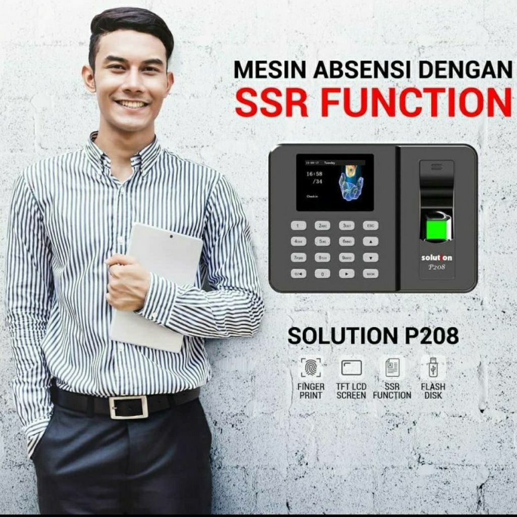 Jual Mesin Absensi solution P208 file laporan excel fingerprint scan ...