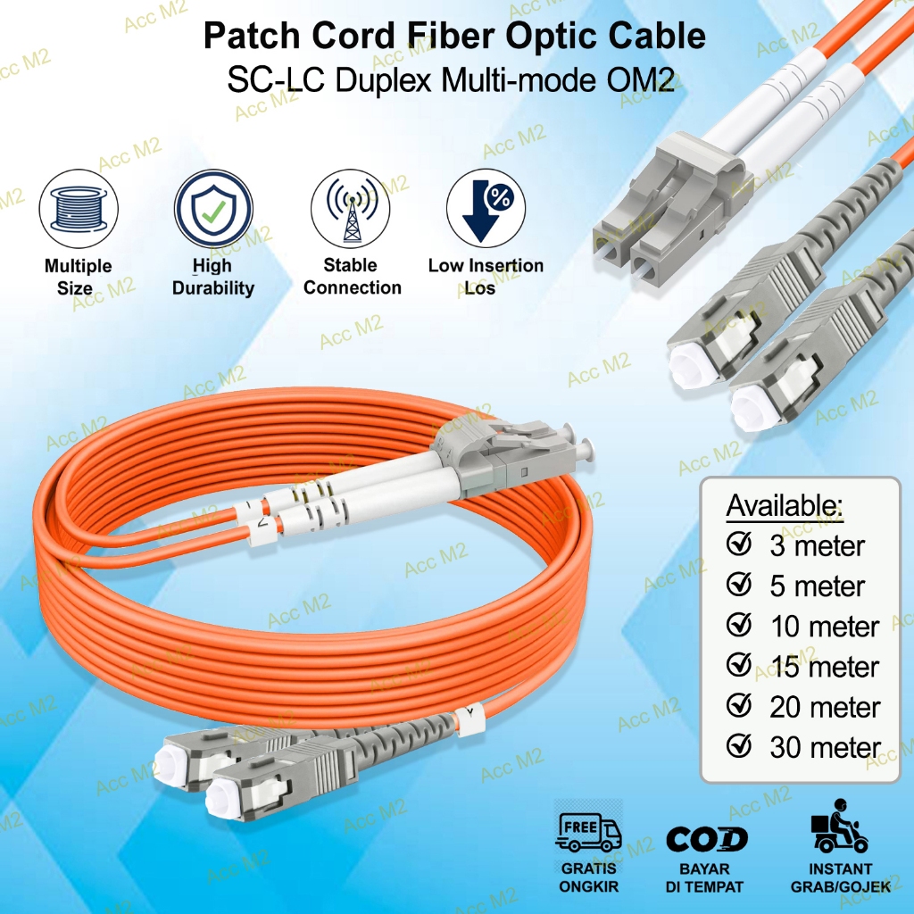 Jual Kabel Fiber Optic Patchcord SC-LC Duplex Multi Mode OM2 3m, 5m ...