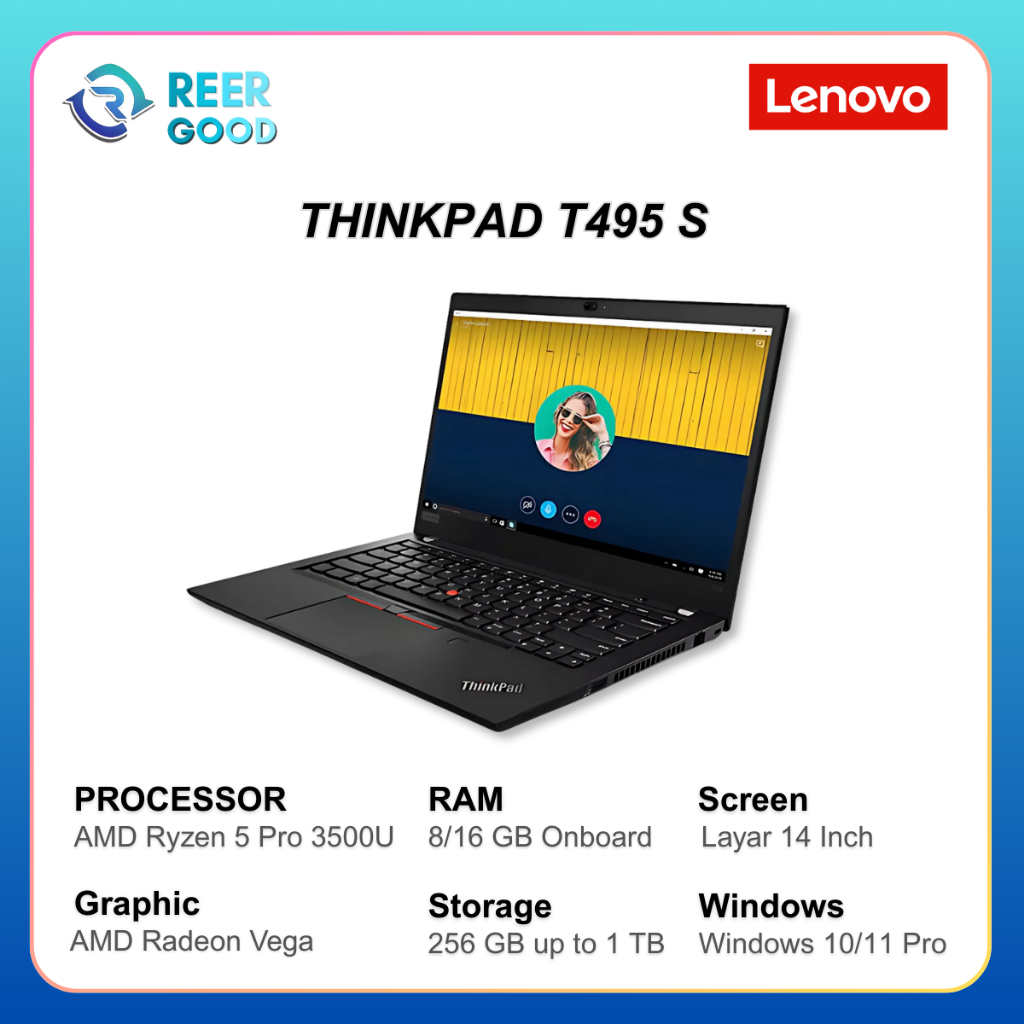 Laptop Lenovo Thinkpad T495 AMD RYZEN PRO 3700 3500 SECOND BERKUALITAS  BERGARANSI