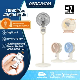 BRAVHOM Kipas Angin Berdiri Aesthetic Dinding 3IN1 4000-8000mAh Remote Aromaterapi Waktu 3-8Jam FN66