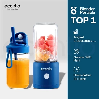 ecentio juicer blender 10 pisau juicer Kaca Tebal 2 Cup mini portable dengan sedotan 380ml+380ml