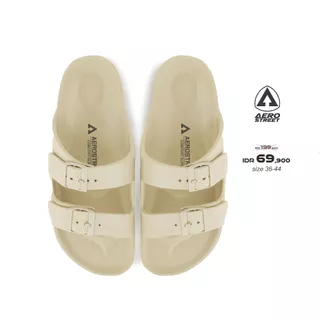 Aerostreet 36-44 Conifer Krem - Sandal Sendal Selop Slip On Casual Pria Wanita Aero Street 21BBA0
