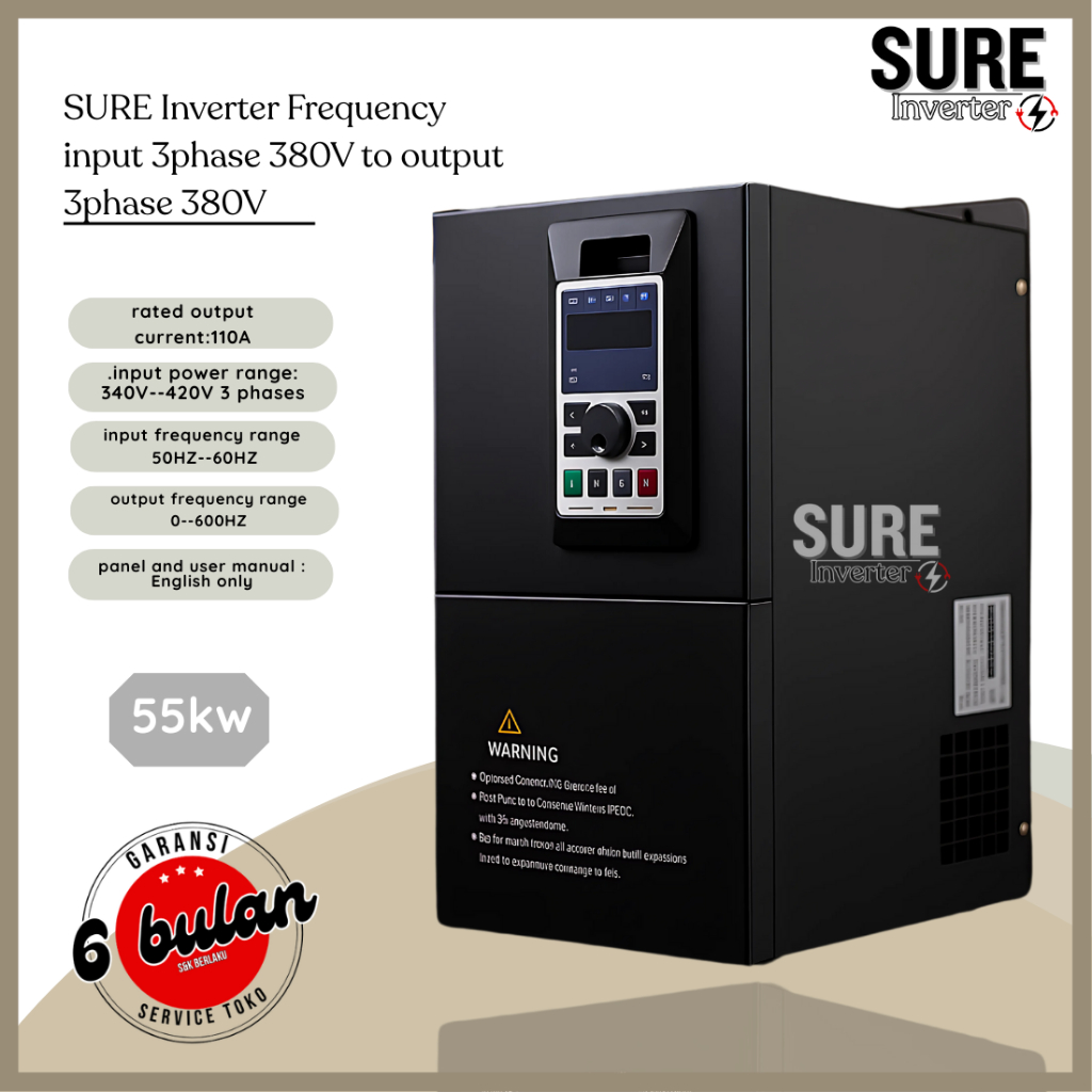 Jual Inverter Frequency SURE 55KW 380V 3Phase Input TO 3PHASE 380V ...