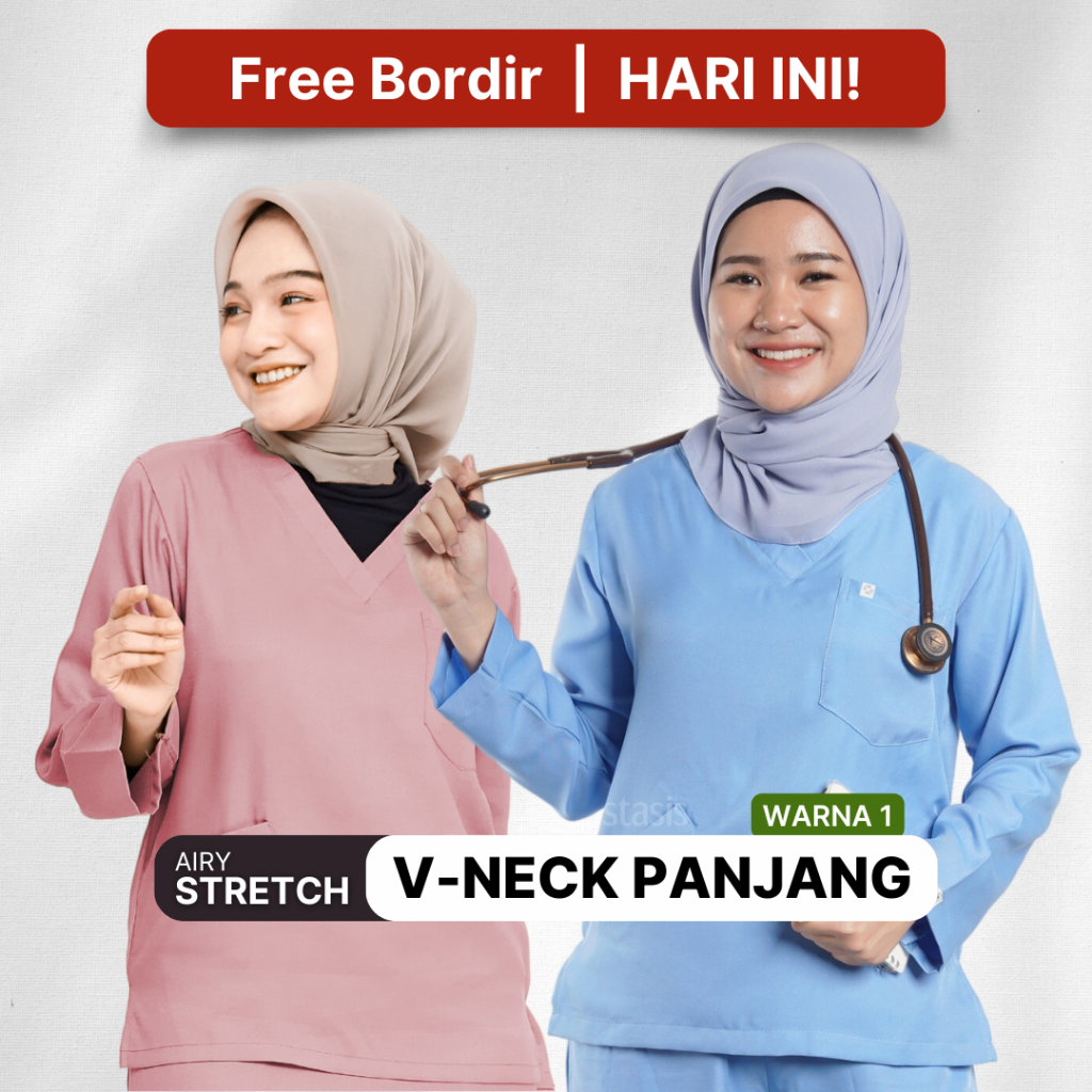 Jual [AIRY STRETCH] Warna 1 Vneck Panjang Scrub Baju jaga OK - Stasis ...