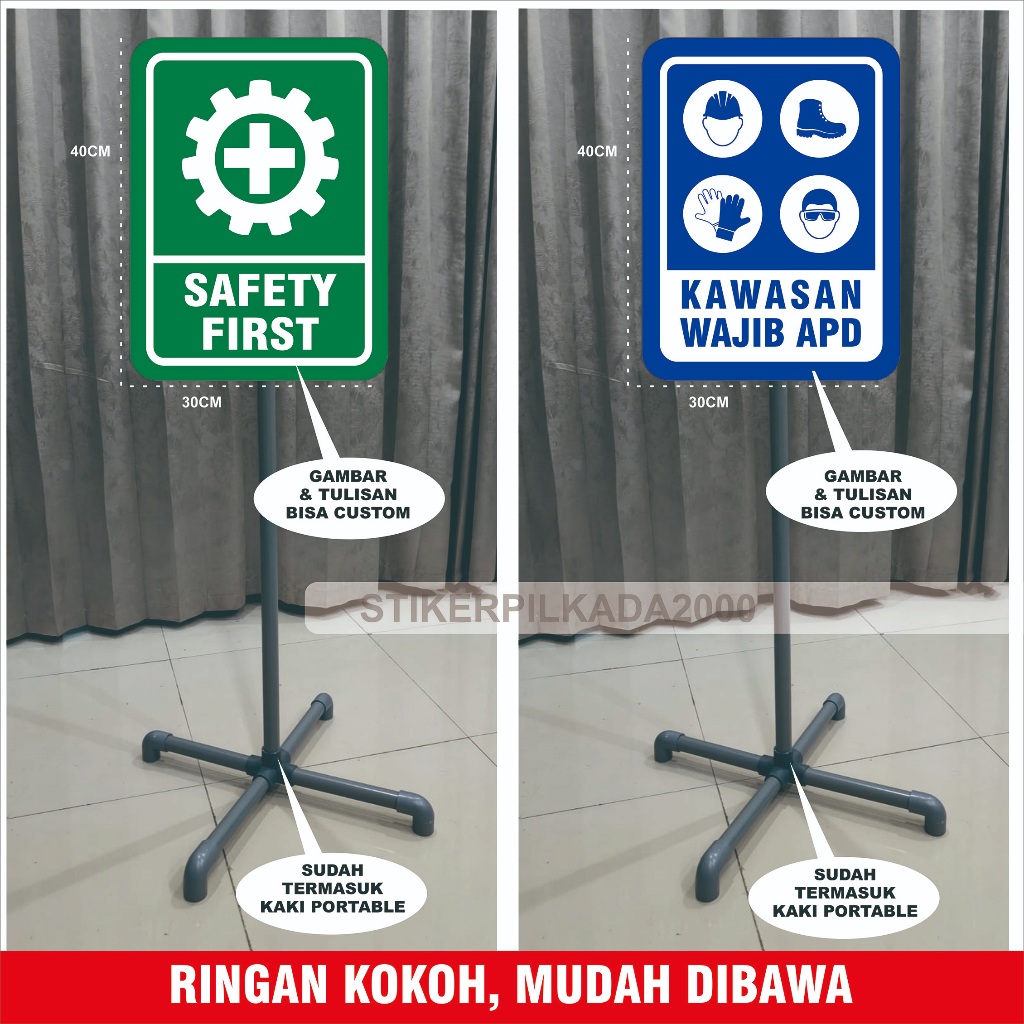 Jual RAMBU AKRILIK + TIANG + KAKI PORTABLE RAMBU SAFETY FIRST / KAWASAN ...