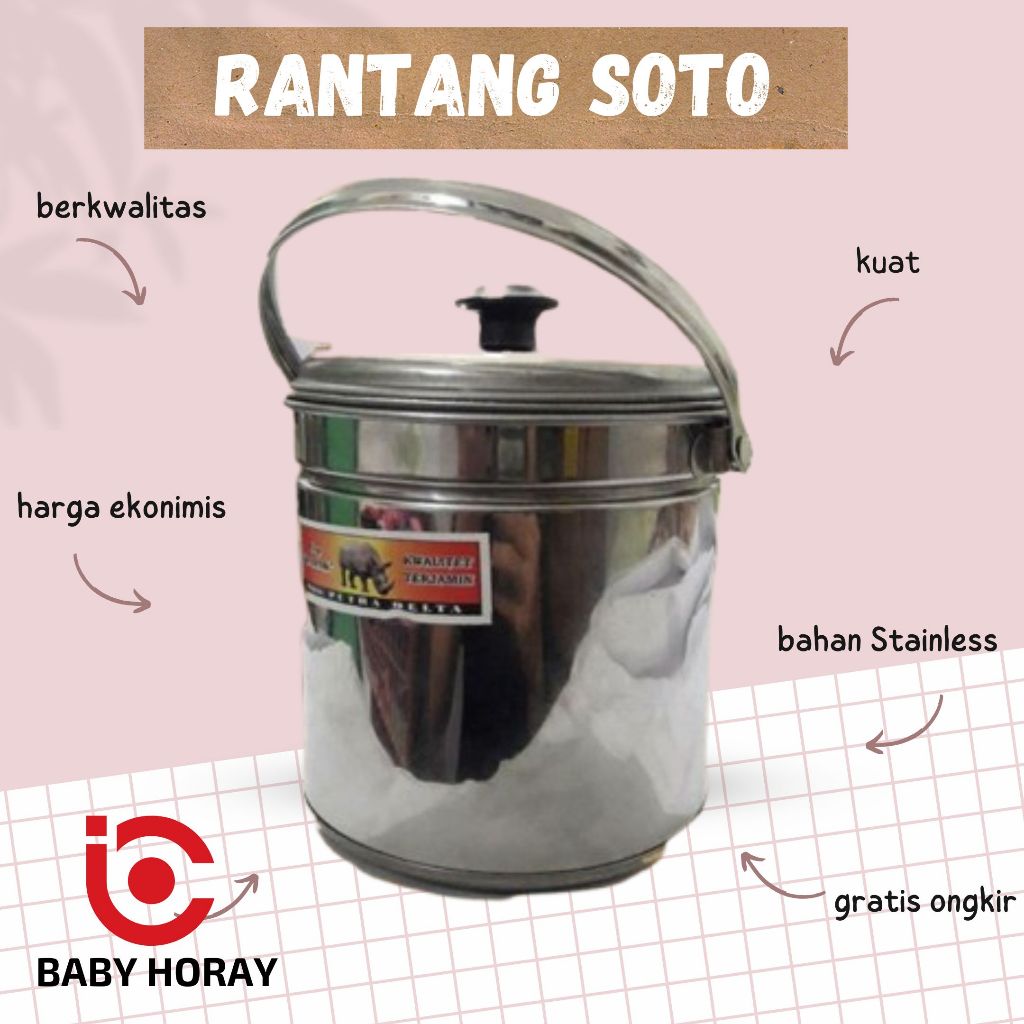 Jual Rantang Soto Stainless Steel Rantang tunggal satu Susun Bahan Kuat ...