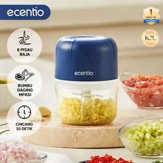 ecentio Mini Chopper Portable Food Grade Penghalus Bawang Multifungsi 250ML 6 Pisau Food Processor Elektrik untuk Bisa Daging & Bumbu