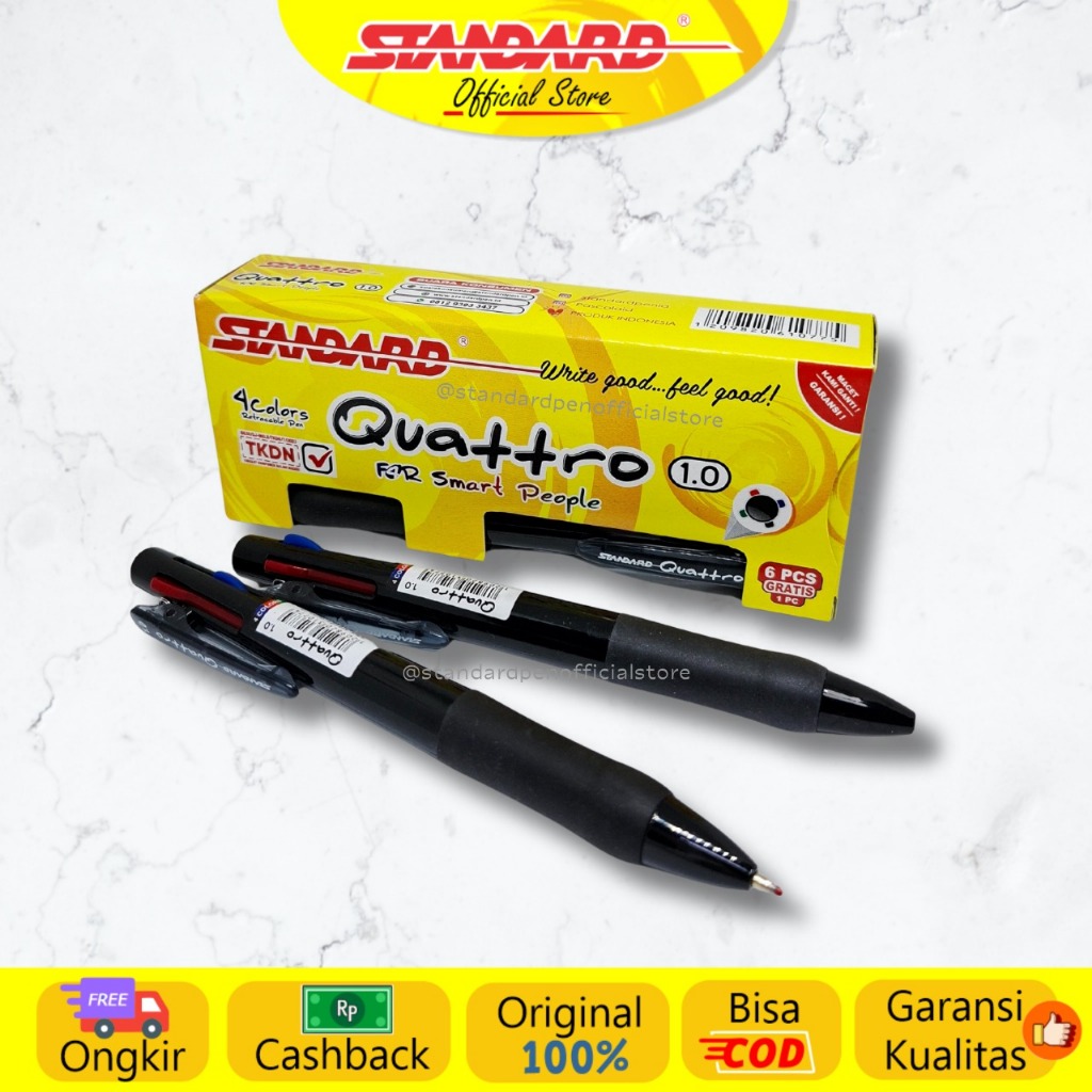 Standard - Pulpen Quattro 1.0 - Oil Gel  4 IN 1  /Set ( Alat Tulis / Pen / Ballpoint / Pena ) (4)