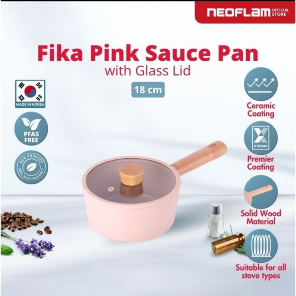 Jual Neoflam Fika Pink Sauce Pan With Glass Lid Panci Anti Lengket ...