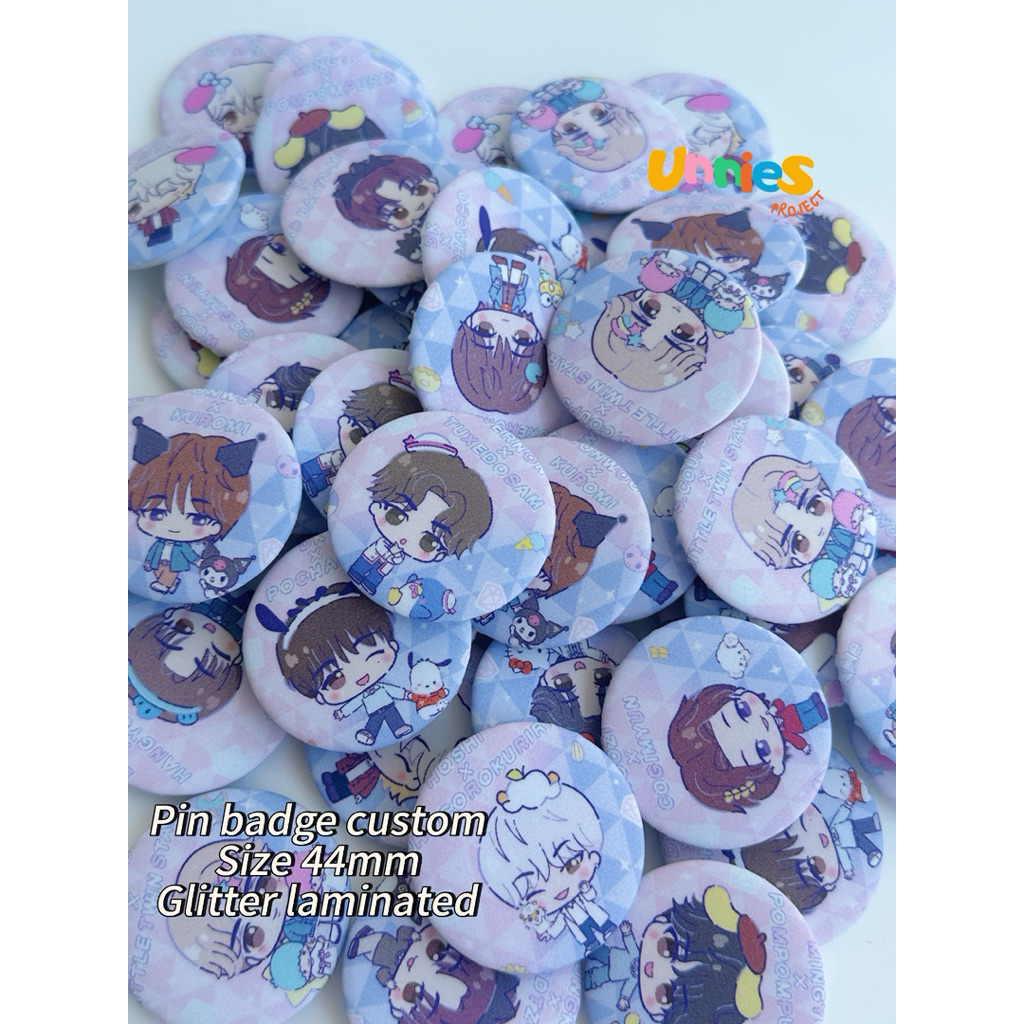 Jual CUSTOM PIN BADGE PENITI GLOSSY DOFF GLITTER HOLOGRAM ANIME KPOP ...