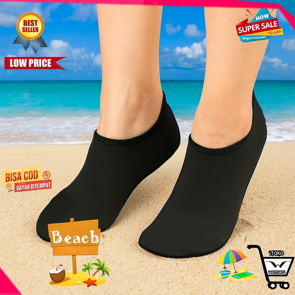 Jual MWSC Kaos Kaki Sepatu Pantai Slip On Aqua Beach Slippers | Shopee ...
