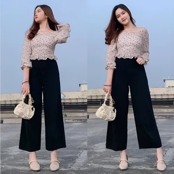 Celana Kulot Jeans Wanita High Waist Premium Elegan