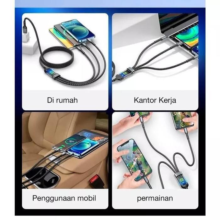 Jual Kabel data Led 3in1 Cable/Kabel Data Charger Fast Charging 100W 3 ...