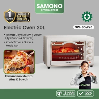 SAMONO Elektrik Oven 20 Liter Api Atas Bawah Hemat Daya 3 Knob Control Garansi Resmi 1 Tahun EOW20