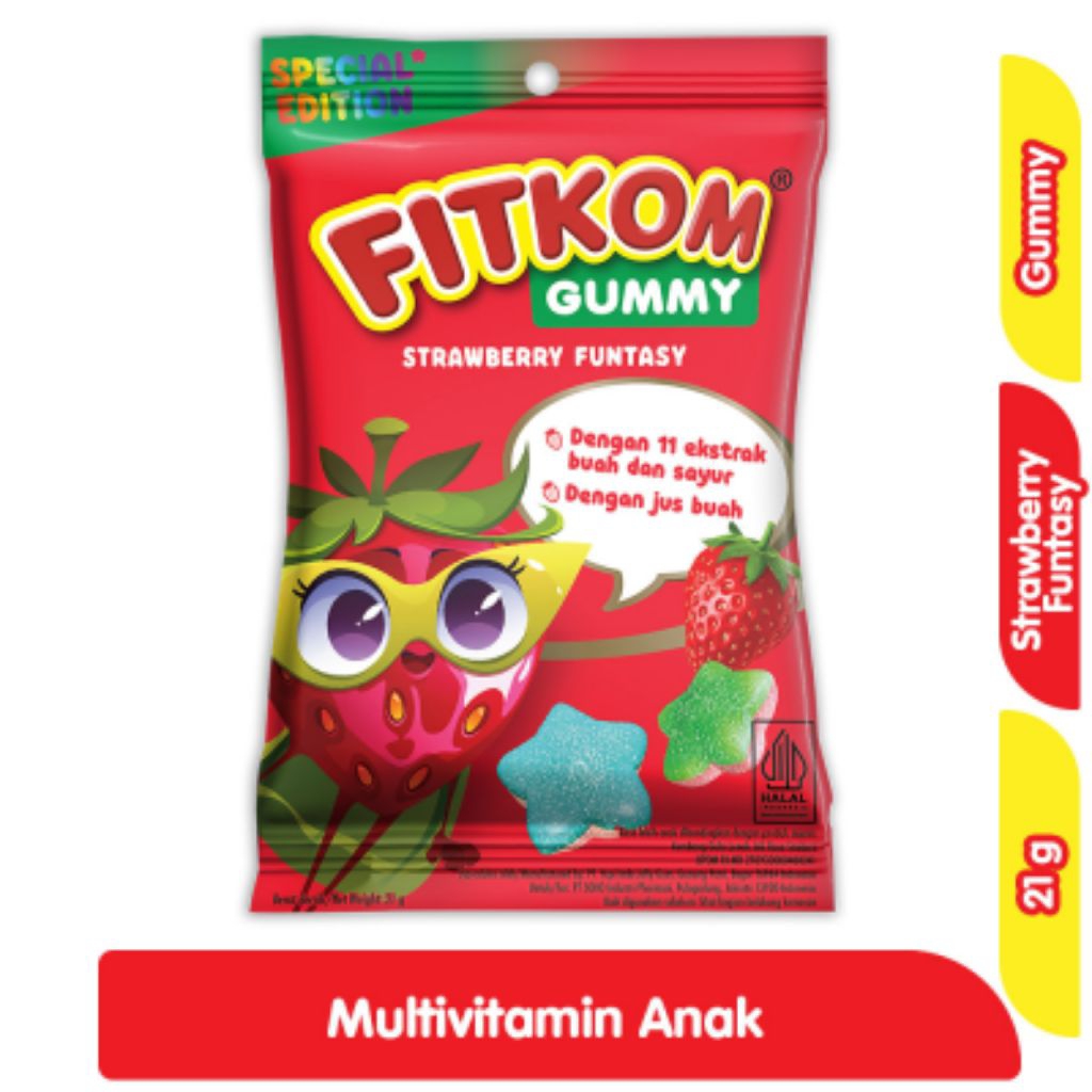 Jual Fitkom Multivitamin Gummy Anak Strawberry Funtasy 21 g | Shopee ...