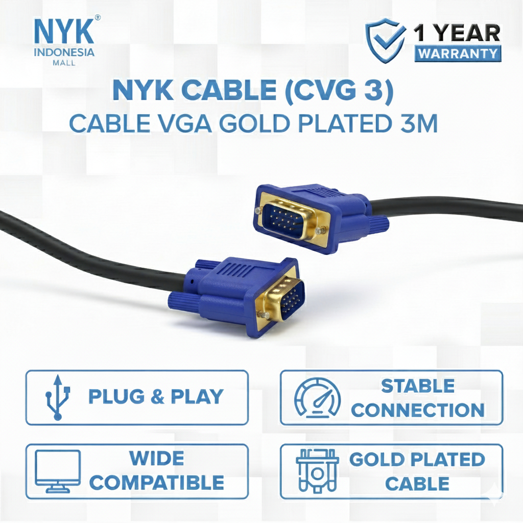 NYK Kabel VGA GOLD PLATE PC Monitor Proyektor 3 METER COD (2)