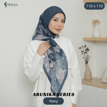 SOFEEYA - ARUNIKA SERIES Kerudung Segi Empat Motif Voal Ultrafine, Hijab Printing 110 x 110
