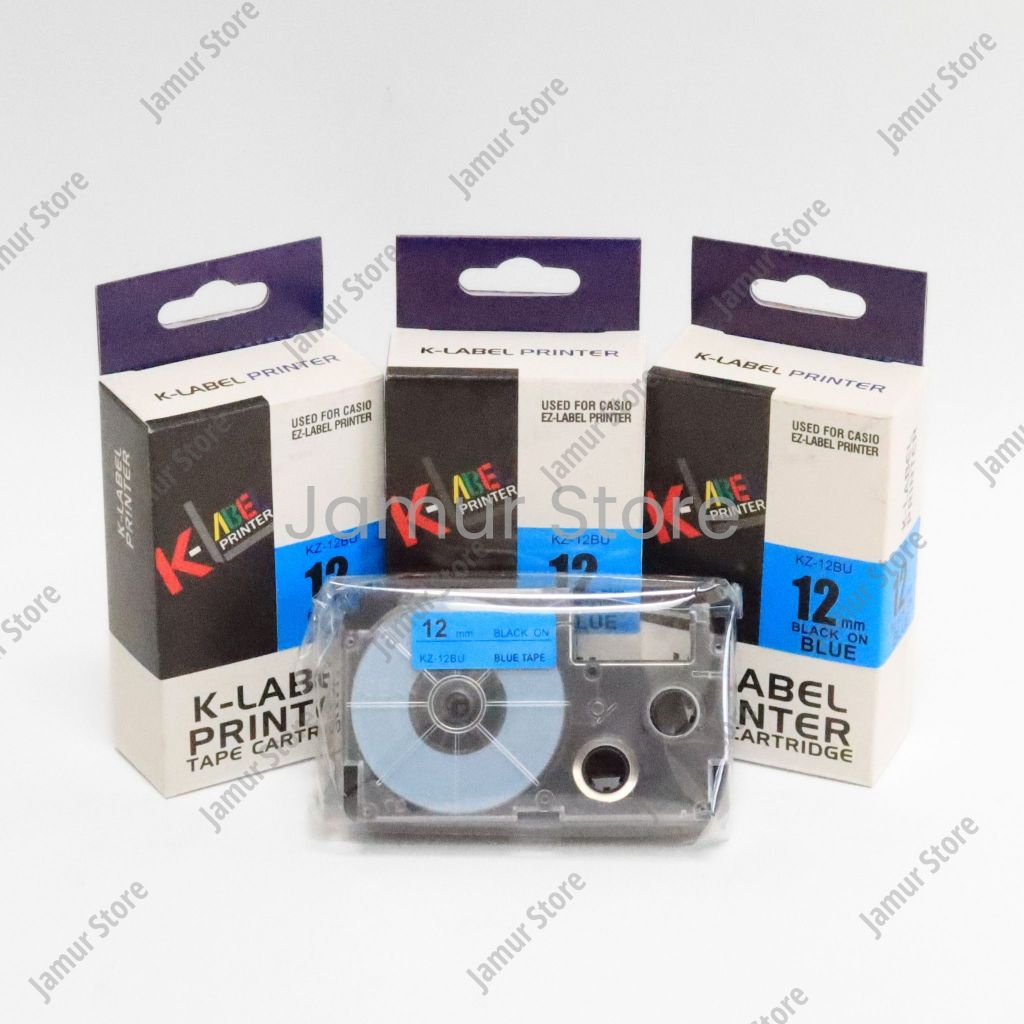 Jual K-Label EZ-Label Printer Black Ink Blue Tape KZ-12BU Printer Label ...