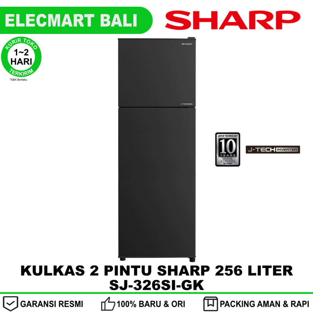 Jual Kulkas 2 Pintu Sharp 256 Liter J-Tech Inverter SJ-326SI-GK ...
