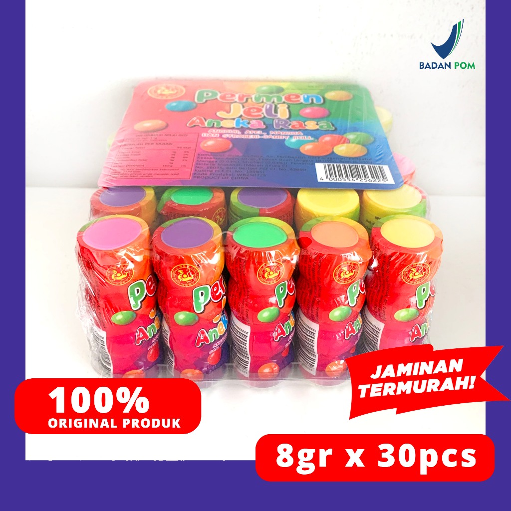 Jual RAINBOW JELLY BEANS BOTOL/PERMEN JELI ANEKA RASA 240G ISI 30x8G ...