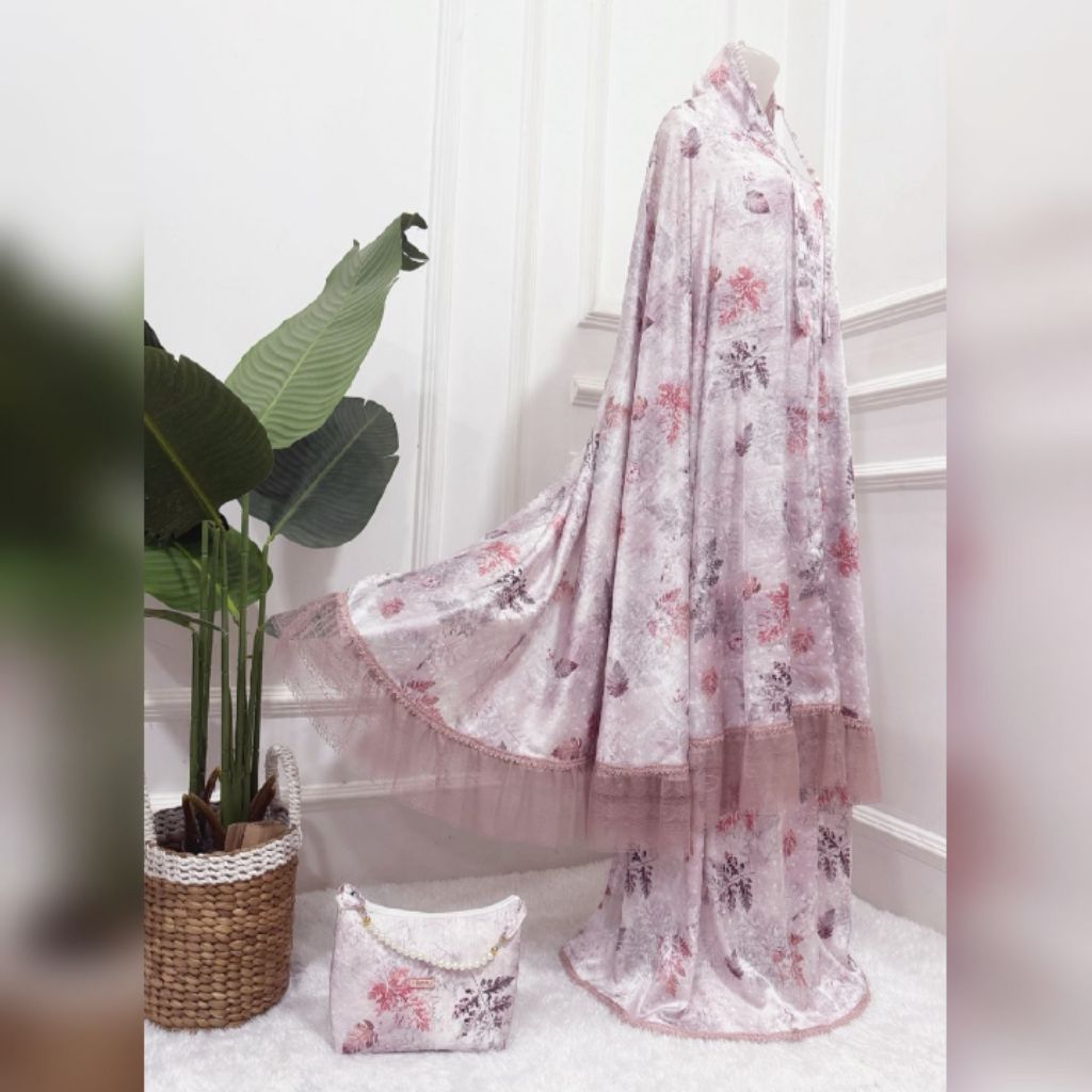 mukena dewasa bahan Armani uragiri silk premium mix renda brukat