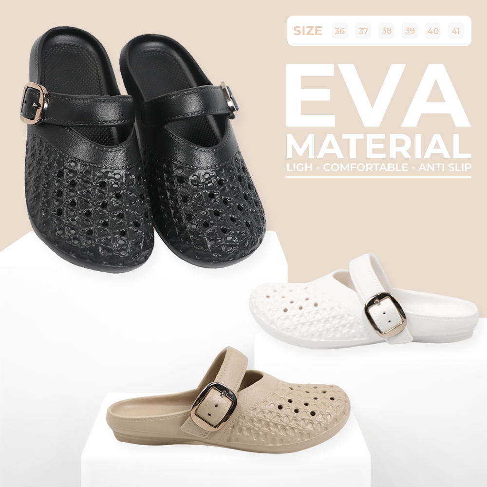 Jual Sandal Sepatu Wanita Model Clog Dengan Pengait Trendy 2529M Anti ...