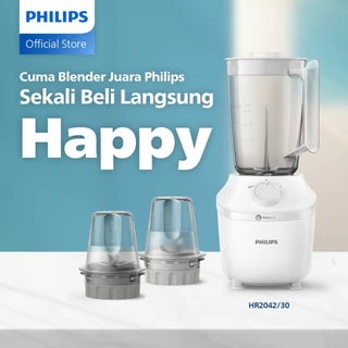 Blender Philips Plastik 1 Liter - 3000 series HR2042/30 - Blender Jus - Blender Juicer- Blender Terbaik - Blender Serbaguna - Chopper dan  Dry Mill