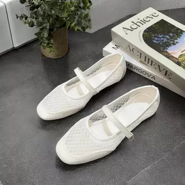 Sepatu Flat Wanita Flatshoes Wanita 2025 Motif Renda Jaring Korea Empuk