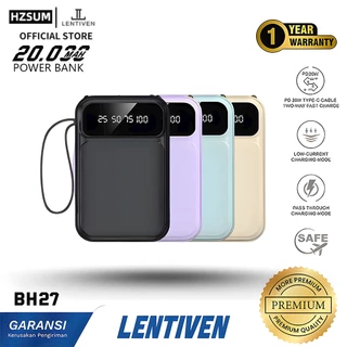 HZSUM LENTIVEN PowerBank 20000mAh Mini With 4 kabel Fast Charging Port Type-C Lightning Micro