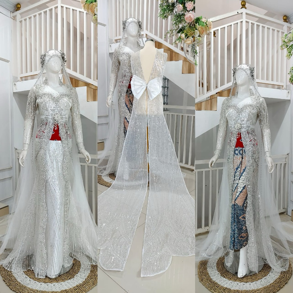 NEW KEBAYA AKAD NIKAH PREMIUM /GAUN WEDDING AKAD BEREKOR /BAJU PENGANTIN  AKAD NIKAH/GAUN KEBAYA PENGANTIN MODERN FULL PAYET