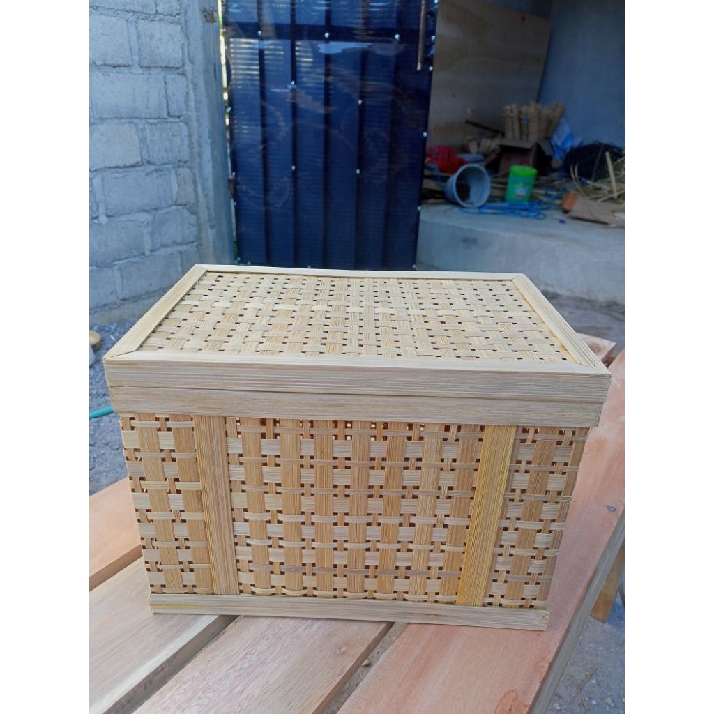 Jual (30x20x22) Keranjang Box Peti Bambu Engsel | Shopee Indonesia