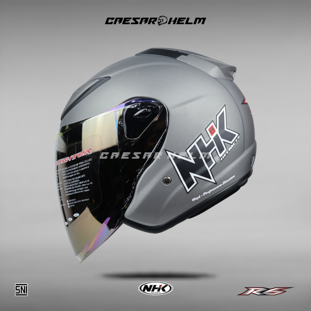 Jual NHK R6 Solid NX - Grey Doff - Helm Half Face | Shopee Indonesia