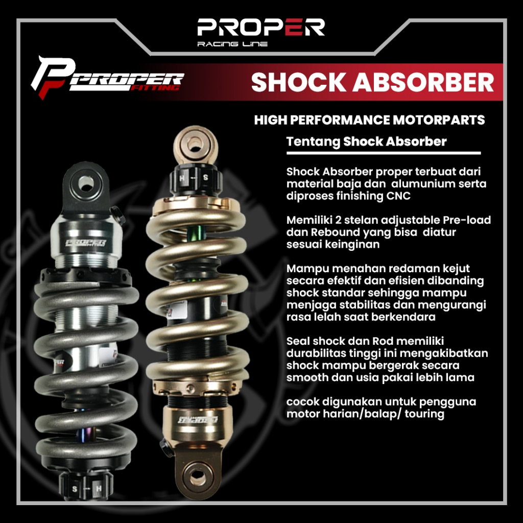 Jual SHOCK ABSORBER HONDA VARIO 160 340MM PROPER RACING LINE | Shopee ...