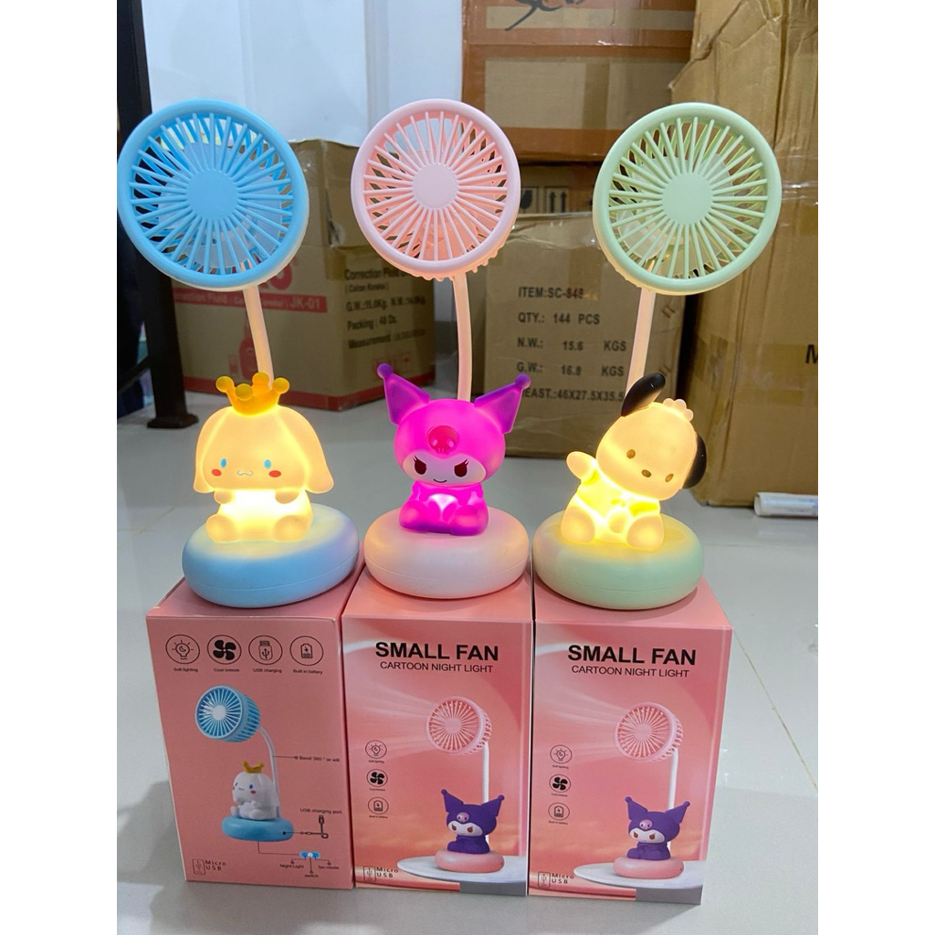 Jual Lampu Belajar Karakter dengan Kipas Mini LED Portable Bisa Diputar ...