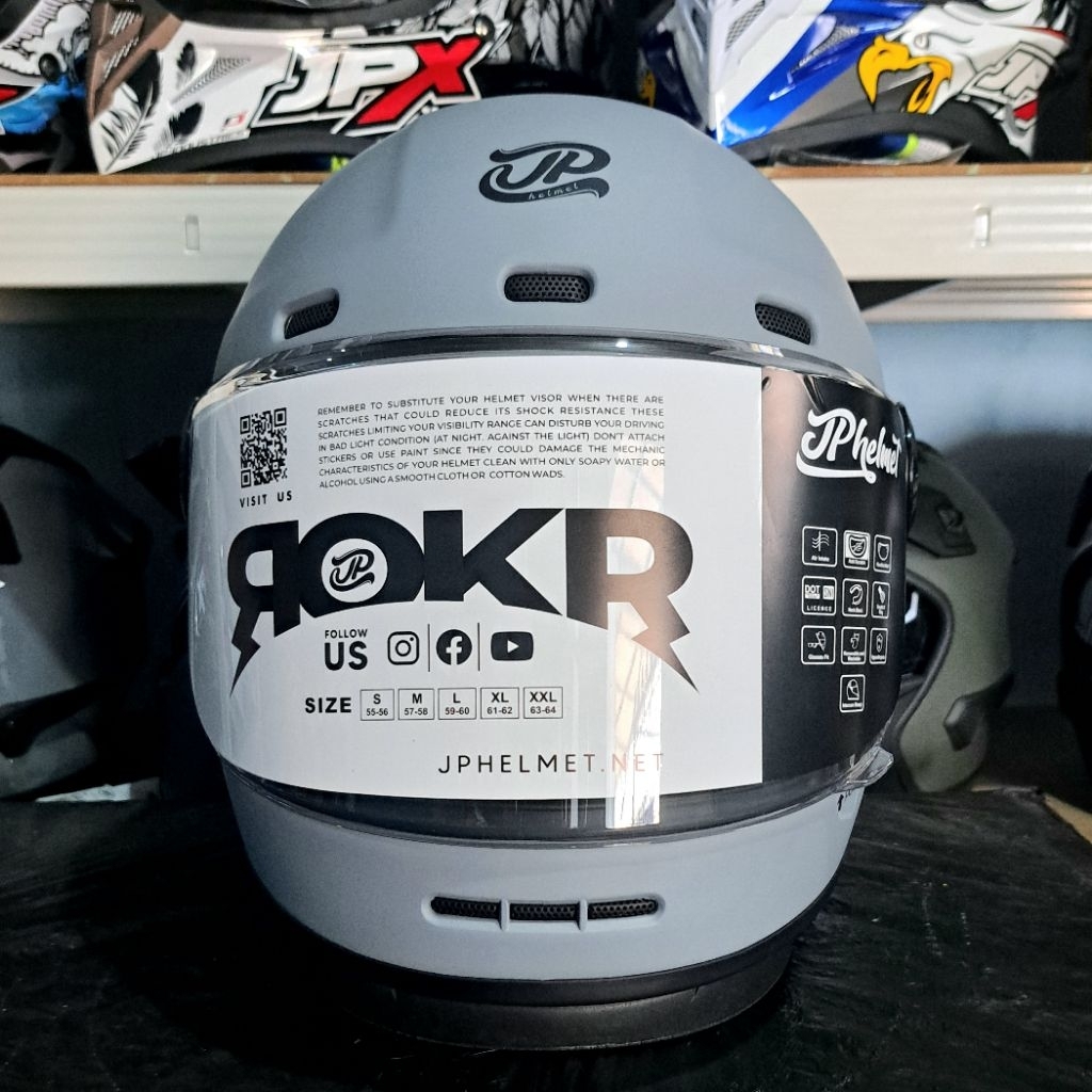 Jual HELM JPX JP ROKR SOLID GREY DOFF FULL FACE ORIGINAL SNI DOT ...
